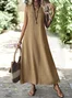 Women Plain Sleeveless Summer Dress V Neck Daily Casual Maxi A-Line Dress
