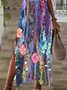 Women Floral Short Sleeve Summer Printing Dress V Neck Daily Casual Maxi X-Line Dress