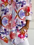 Women Floral Long Sleeve Shirt Spring/Fall Buckle Shirt Collar Daily Casual Top