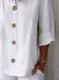 Women Plain Long Sleeve Shirt Spring/Fall Printing Stand Collar Daily Casual Top
