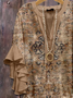 Women Floral Half Sleeve Shirt Summer Printing V Neck Daily Casual Top
