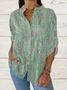 Women Abstract Long Sleeve Shirt Spring/Fall Printing Stand Collar Daily Casual Top