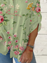 Women Floral Long Sleeve Shirt Spring/Fall Printing Stand Collar Daily Casual Top