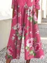 Women Floral Crew Neck Short Sleeve Casual Summer Jumpsuit