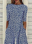 Women Floral Crew Neck Short Sleeve Casual Summer Jumpsuit