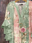 Women Floral Half Sleeve Shirt Summer Printing V Neck Daily Casual Top