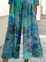 Women Floral Crew Neck Short Sleeve Casual Summer Jumpsuit
