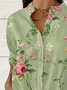 Women Floral Long Sleeve Shirt Spring/Fall Printing Stand Collar Daily Casual Top