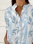 Women Floral Long Sleeve Shirt Spring/Fall Printing Stand Collar Daily Casual Top