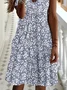 Women Floral Short Sleeve Summer Printing Dress V Neck Daily Casual Midi Fit & Flare Dress A-Line Dress