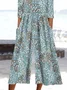Women Floral Crew Neck Short Sleeve Casual Summer Jumpsuit