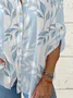 Women Floral Long Sleeve Shirt Spring/Fall Printing Stand Collar Daily Casual Top