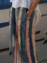 Women Striped Long Pants Casual Spring/Fall Trousers