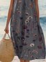 Women Floral Sleeveless Summer Dress Crew Neck Daily Casual Midi A-Line Dress