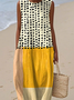 Women Geometric Sleeveless Summer Dress Crew Neck Daily Casual Maxi A-Line Dress