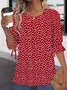 Women Floral Half Sleeve Blouse Summer Crew Neck Balloon Sleeve Daily Casual Top