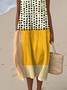 Women Geometric Sleeveless Summer Dress Crew Neck Daily Casual Maxi A-Line Dress