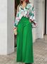 Women Striped Printing Two-Piece Set Daily Short Sleeve Vintage Summer Top With Pants Matching Set