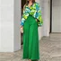 Women Striped Printing Two-Piece Set Daily Short Sleeve Vintage Summer Top With Pants Matching Set