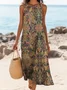 Women Floral Sleeveless Summer Dress Crew Neck Daily Casual Maxi A-Line Dress