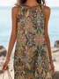 Women Floral Sleeveless Summer Dress Crew Neck Daily Casual Maxi A-Line Dress