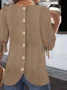 Women Plain Half Sleeve Blouse Summer Crew Neck Balloon Sleeve Daily Casual Top