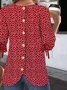 Women Floral Half Sleeve Blouse Summer Crew Neck Balloon Sleeve Daily Casual Top