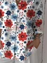 Women Floral Three Quarter Sleeve Shirt Spring/Fall Printing Shirt Collar Daily Casual Top