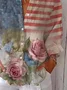 Women Floral Three Quarter Sleeve Shirt Spring/Fall Printing Shirt Collar Daily Casual Top