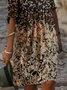 Women Floral Half Sleeve Summer Printing Dress V Neck Daily Casual Mini Shift Dress H-Line Dress