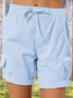 Women Plain Fifth Pants Straight Pants Casual Summer Shorts