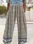 Women Floral V Neck Half Sleeve Casual Summer Jumpsuit