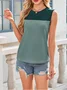 Women Sleeveless Tank Top Camisole Summer Color Block Crew Neck Daily Casual Top