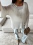 Women Plain Woven Spring/Fall Casual Long Sleeve Off The Shoulder Cotton Sweater
