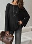 Women Plain Woven Spring/Fall Casual Long Sleeve Off The Shoulder Cotton Sweater