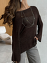 Women Plain Woven Spring/Fall Casual Long Sleeve Off The Shoulder Cotton Sweater