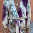 Women Floral Lace-up Two-Piece Set Daily Long Sleeve Casual Spring/Fall Top With Skirt Matching Set