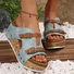 Pu Summer Western Style Color Block Slide Sandals