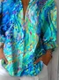 Women Abstract Three Quarter Sleeve Shirt Spring/Fall Printing Shirt Collar Daily Casual Top