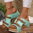Pu Summer Western Style Color Block Slide Sandals