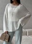 Women Plain Woven Spring/Fall Casual Long Sleeve Off The Shoulder Cotton Sweater