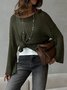 Women Plain Woven Spring/Fall Casual Long Sleeve Off The Shoulder Cotton Sweater