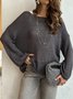 Women Plain Woven Spring/Fall Casual Long Sleeve Off The Shoulder Cotton Sweater