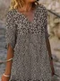 Women Floral Half Sleeve Summer Printing Dress V Neck Daily Casual Mini Shift Dress H-Line Dress