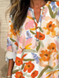 Women Floral Long Sleeve Blouse Spring/Fall Printing V Neck Daily Casual Top