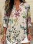 Women Floral Long Sleeve Blouse Spring/Fall Printing V Neck Daily Casual Top