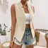 Women Sleeveless Tank Top Camisole Summer Plain Buckle Stand Collar Daily Simple Top
