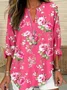 Women Floral Long Sleeve Blouse Spring/Fall Printing V Neck Daily Casual Top