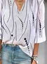 Women Polka Dots Three Quarter Sleeve Blouse Spring/Fall Printing V Neck Daily Casual Top