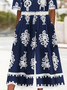 Women Floral V Neck Half Sleeve Casual Summer Jumpsuit